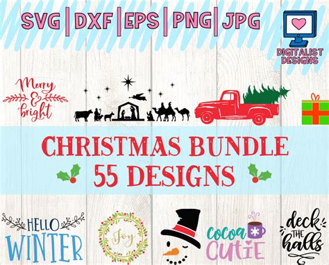 Christmas Svg Bundle 55 Designs Christmas Svg Christmas Svg Files Svg