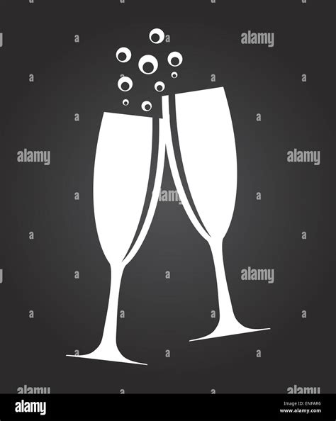 Zwei Gl Ser Champagner Silhouette Vektor Illustration Stockfotografie