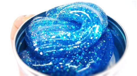 How To Make Super Glitter Slime Blue Shiny Slime With Contact Lens