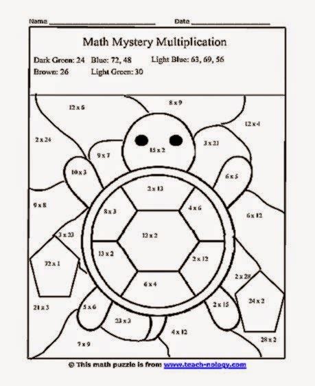 Multiplication Color By Number Math Worksheets Coloring Pages For 6th