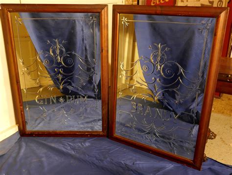 a pair of large etched glass pub mirrors glass etching mirror glass