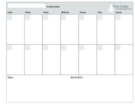 Blank 2 Week Schedule Free Calendar Template