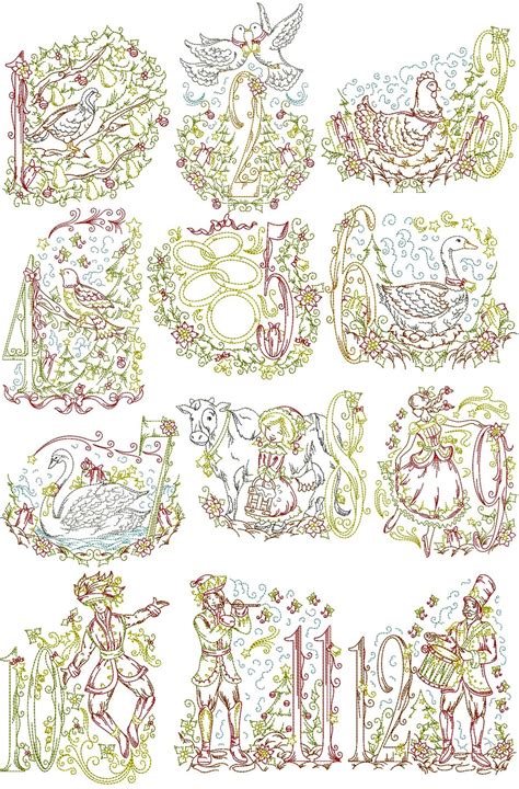 Make sure it's long enough to stitch all the way around the circle. Twelve Days of Christmas | Machine Embroidery Designs By ...