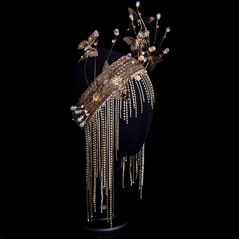 Vintage Butterfly Crown Crowns Luxury Tassel Headband Tiara Etsy Uk