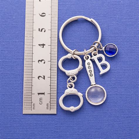 Personalized Police Detective Keyring Handcuffs Keychain Etsy