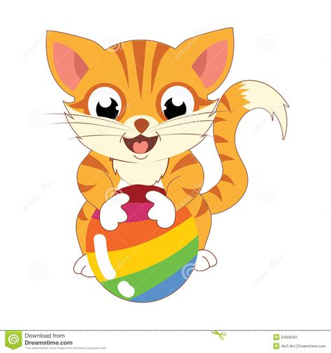 Cute Brown Cat Playing Ball Stock Vector Illustration Of Mammal