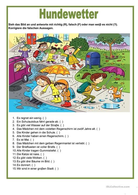 Standard 3 students should practise questions and answers. Bildbeschreibung - Hundewetter | Bildkomposition, Deutsch ...