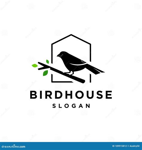 Bird House Logo Vector Icon Illustration With Branch Wood Tree And Leaf