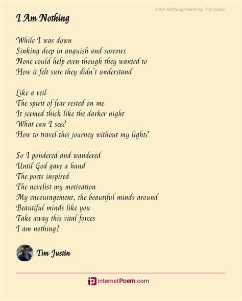 I Am Nothing Poem By Tim Justin