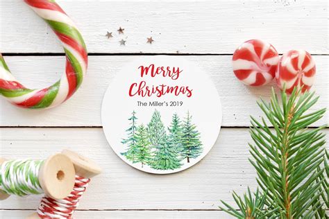 Merry Christmas Stickers T Tags Christmas Trees Labels
