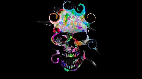 Desktop Wallpaper Artistic Colorful Skull Dark Hd