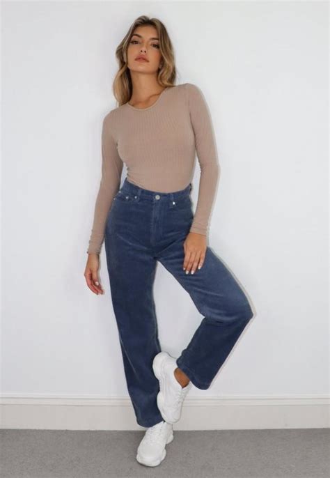 Missguided Blue Cord Wrath Straight Leg Jeans Shopstyle