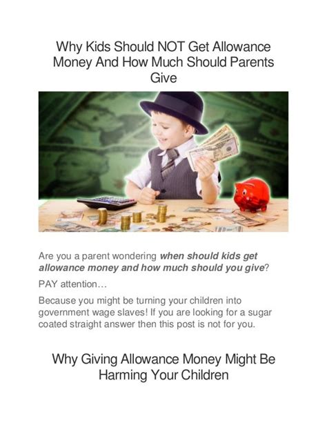 Why Kids Should Not Get Allowance Money And The Worst Advice To Give