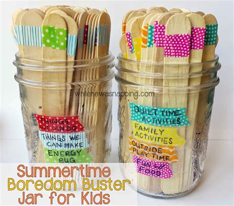 Engaging things to do when bored for kids. Make Your Own "I'm Bored Jar" Full of Fun Activities for ...