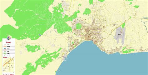 Antalya Turkey Map Vector Accurate High Detailed City Plan Editable