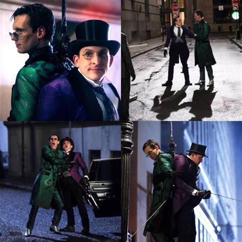 new photos of the penguin and riddler in gotham s series finale r batman