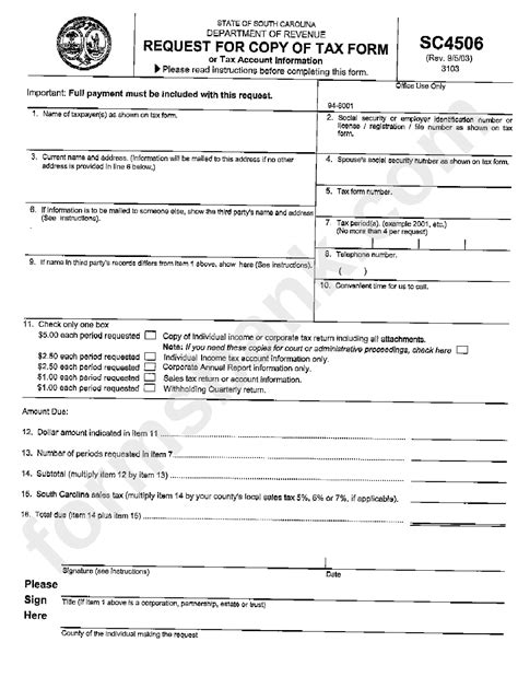 Form Sc4506 Request Of Copy Of Tax Form Or Tax Account Information