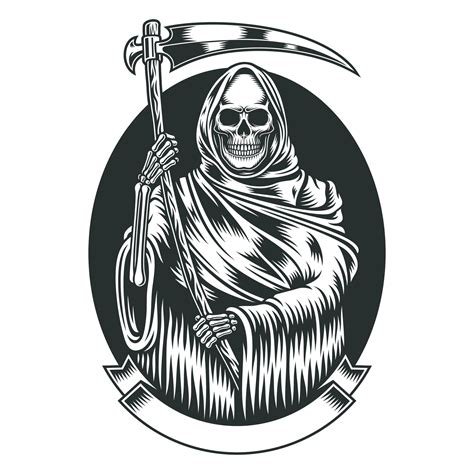 Grim Reaper With Scythe Vector Graphic 3445597 Vector Art At Vecteezy