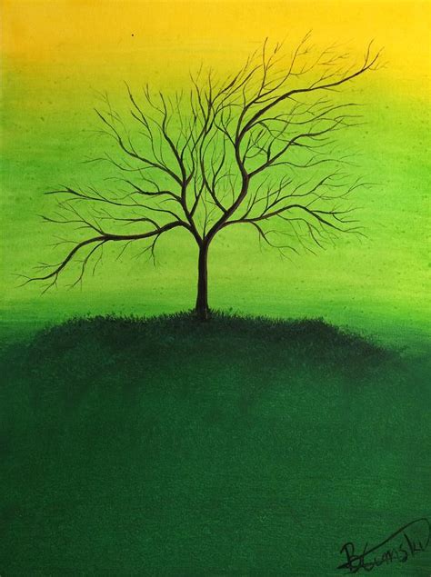 Lonely Tree Painting By Borut Cirnski Fine Art America