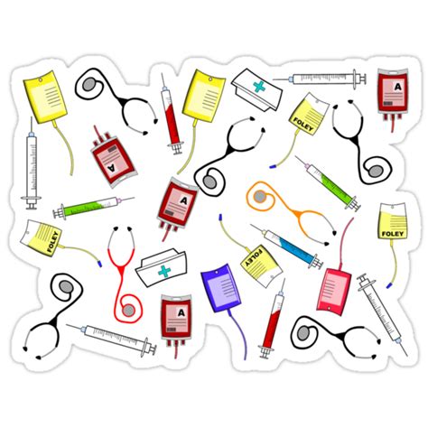 Nurse Tools Art Stickers By Gail Gabel Llc Redbubble