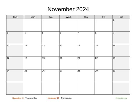 November 2024 Calendar With Weekend Shaded