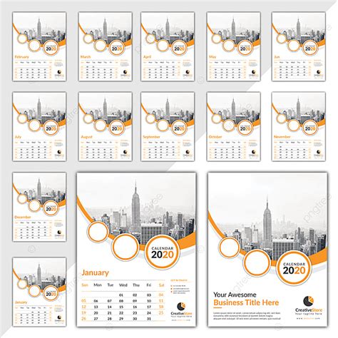 2020 Wall Calendar Template Template Download On Pngtree