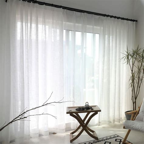 White Sheer Curtain Solid Color All Match Voile Curtain Living Room