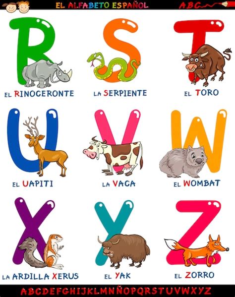 Premium Vector Cartoon Spanish Alphabet With Animals