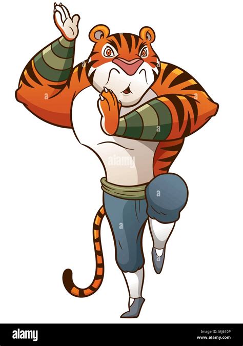 Vector Illustration Of Cartoon Kung Fu Tiger Stock Vector Image And Art