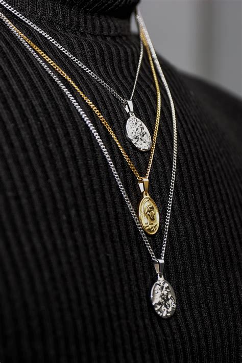 Mens Layered Necklaces Gold And Silver Mens Silver Jewelry Mens