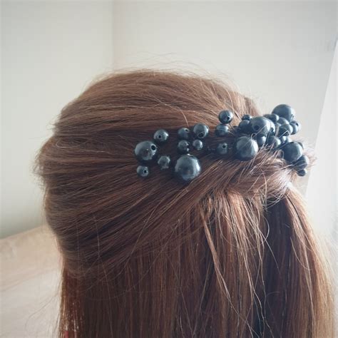 Black Hair Pins Beads Classic Black Hairpins Hair Barrettes Etsy