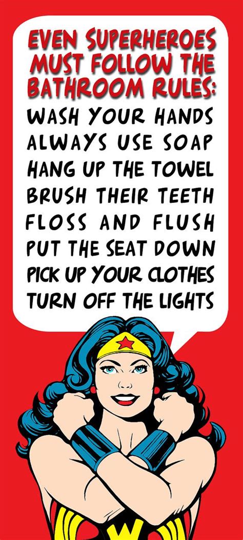 Bathroom Decor Superhero Wonder Woman Bathroom Rules By Woofworld