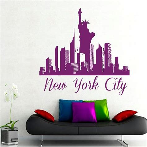 Ny Wall Decals New York City Stickers Skyline Pattern Statue Of Liberty