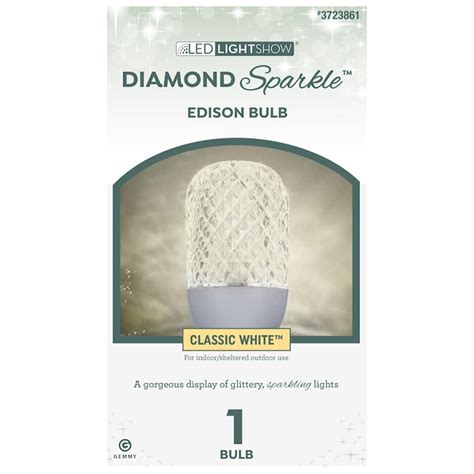Gemmy Lightshow Diamond Sparkle White Led Edison String Light Bulbs At