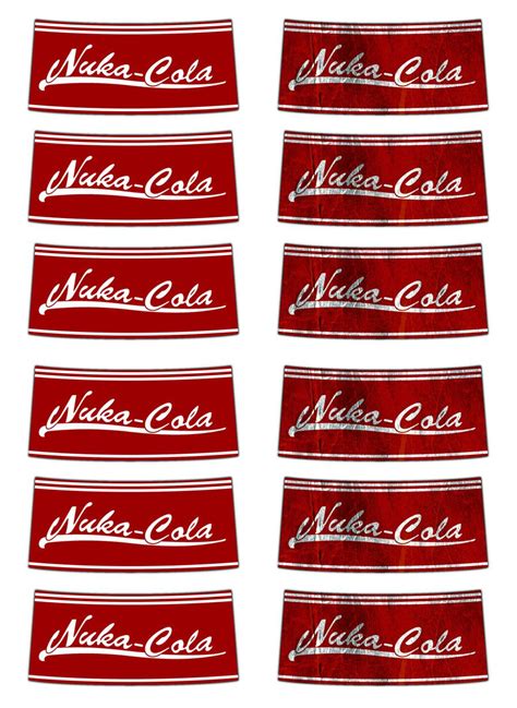 Sheet Of Nuka Cola Labels Nuka Cola Label Fallout Nuka Cola Cola