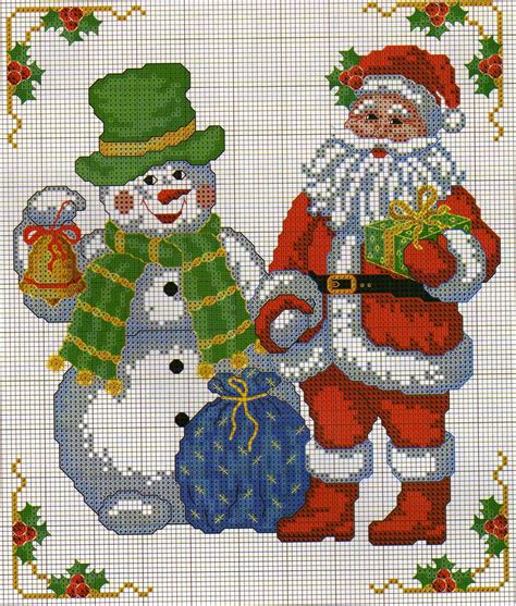 6 different santa cross stitch homespun collectibles heart in | etsy. cross stitch Santa Claus with snowman - free cross stitch ...