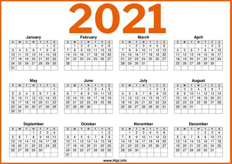 Free Printable 2021 Calendar Template Business Format