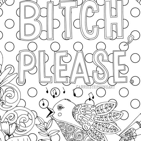 Bitch Please Sweary Adult Coloring Page Printable Art Sassy Etsy