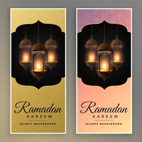 Free Vector Awesome Set Of Ramadan Kareem Banner