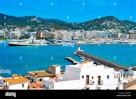 View Of The Port Of Ibiza Town In Ibiza Balearic Islands Spain Stock