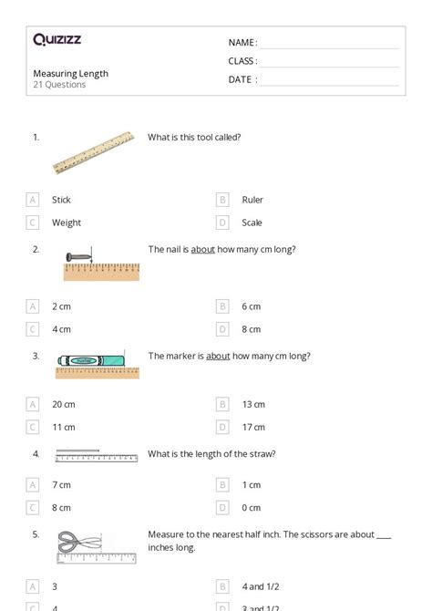 50 Measuring Length Worksheets For 2nd Grade On Quizizz Free And Printable
