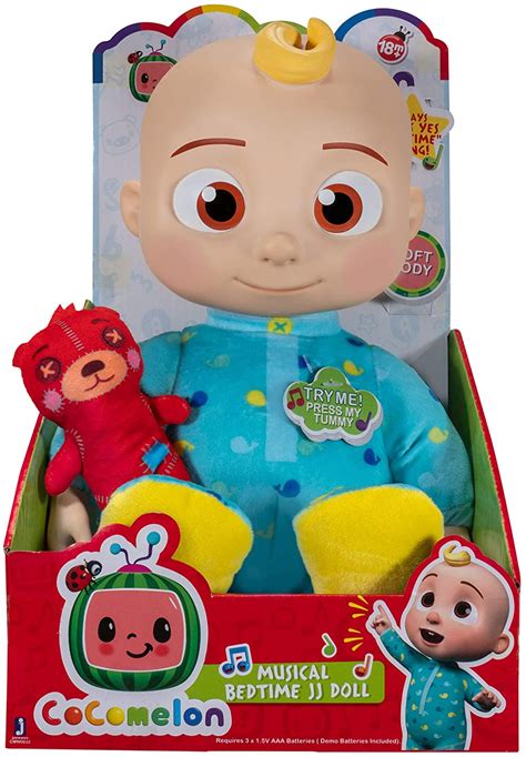 CoComelon Official Musical Bedtime JJ Doll, Soft Plush Body - Press Tummy and JJ sings clips ...