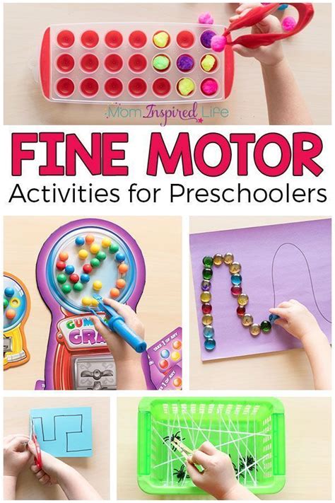 The Cover Of Fine Motor Activities For Preschoolers With Pictures Of