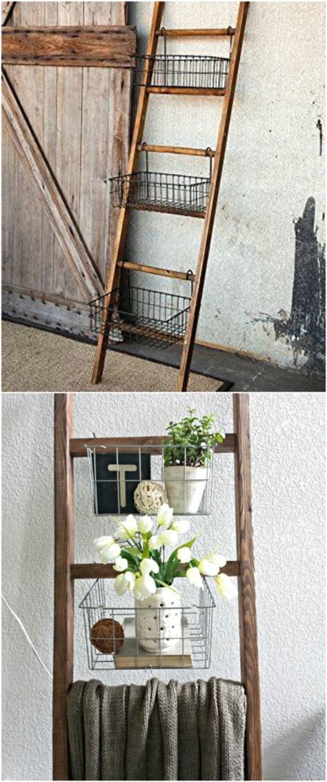 40 Wooden Ladder Repurposing Ideas That Add Farmhouse Charm To Your