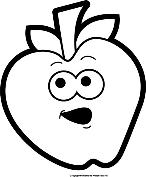 Apple Black And White Free Fruit Clipart Wikiclipart