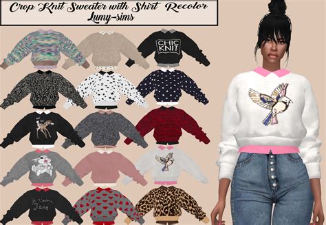 Sims4 Repost Blog — Lumy Sims Marigolds Crop Knit Sweater With
