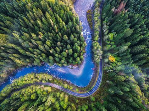 Mountain Loop Highway Aerial View Drone Mountain View Hd Wallpaper