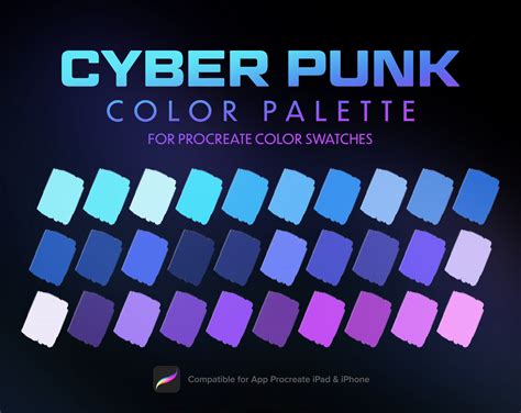 Cyberpunk Neon Color Palette Futuristic Light Color Procreate Palette