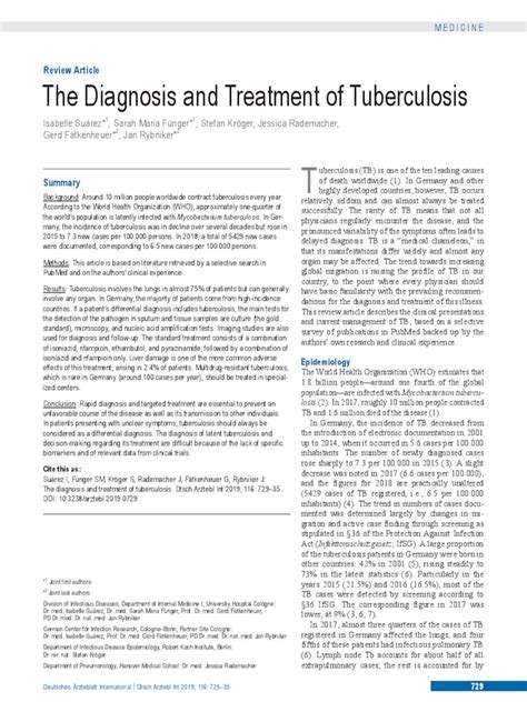 The Diagnosis And Treatment Of Tuberculosis 25102019