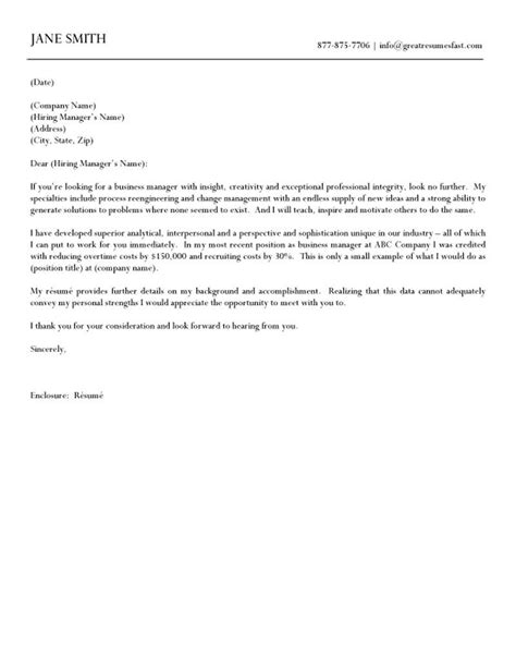 Business Manager Cover Letter